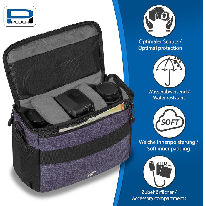 Сумка для камери Pedea: стильна модель XL для DSLR/SLR/System Camera з дощем. Lila