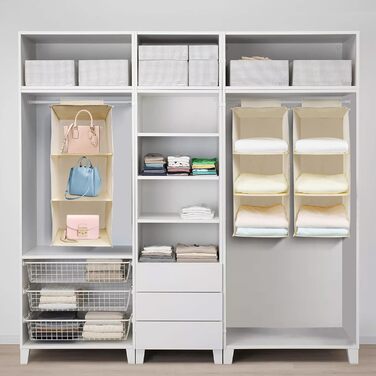 Органайзер для шафи AiQInu з 3 відділеннями, бамбуковий, бежевий (Medium)