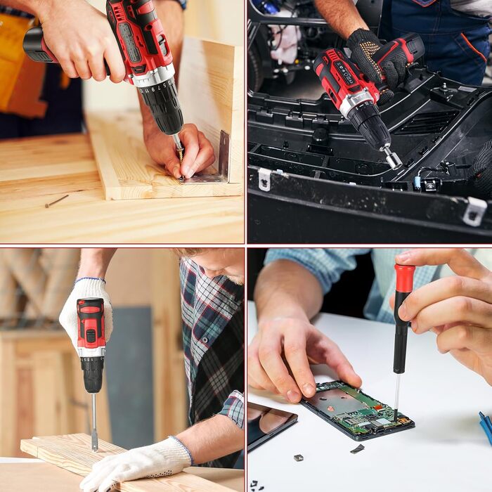 Набір інструментів TLGREEN 138-tlg з акумуляторним шуруповертом 12V, червоний. Для ремонту, обслуговування, DIY