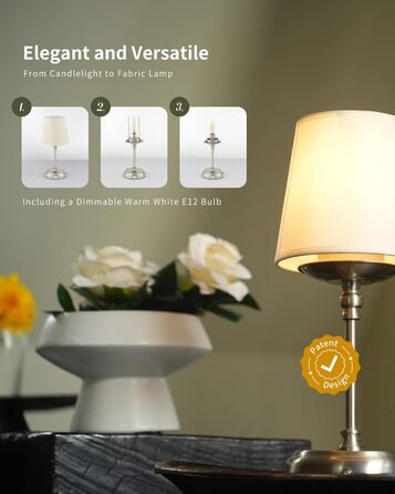 Нічник бездротовий акумуляторний Wiederaufladbare для вітальні, спальні, їдальні - Gold (з лампочкою, димування, сенсорне управління, 5200 mAh)