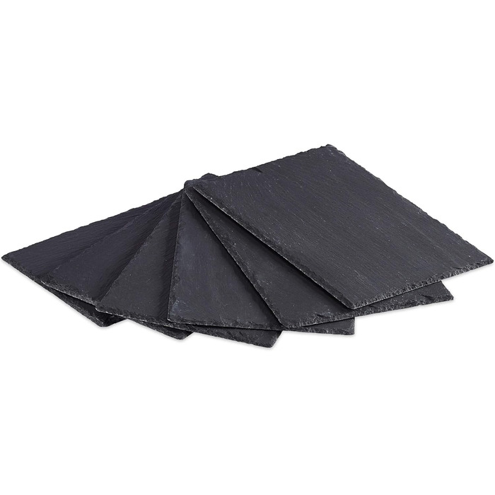 Relaxdays 24 x Slate Plates, 26 x 16 cm, for Serving & Labeling, Buffet, Serving Slate Rectangular, Anthracite