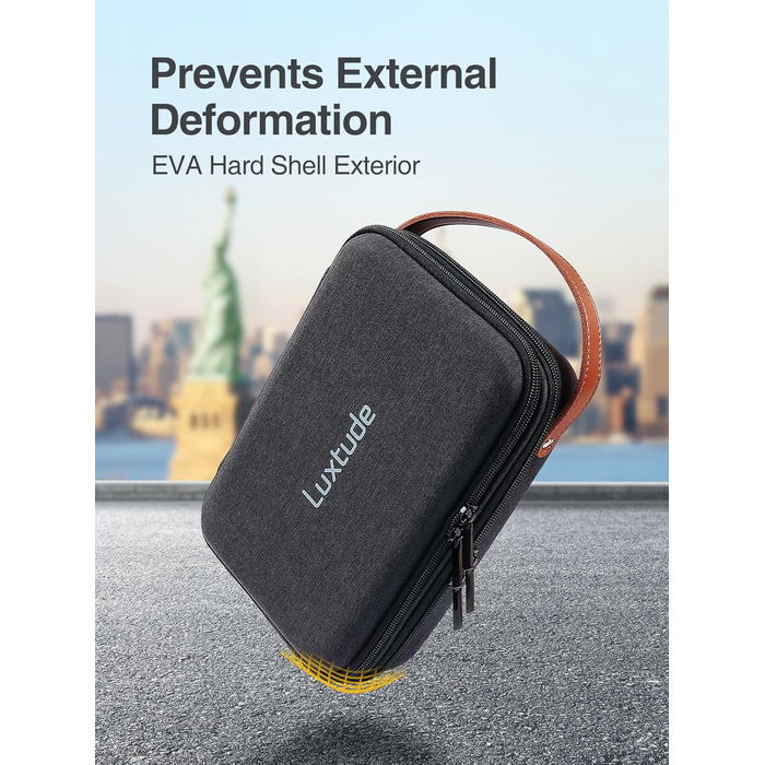 Органайзер для кабелів Luxtude: зручна кейс для зарядних пристроїв, кабелів, Power Bank та жорстких дисків (чорний, двошаровий)