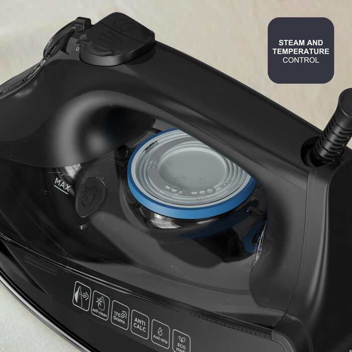 Праска Black+Decker Blau BXIR2200E з парою, 2200 Вт, пластик, 370 мл, 2600 Вт, 170 г/хв