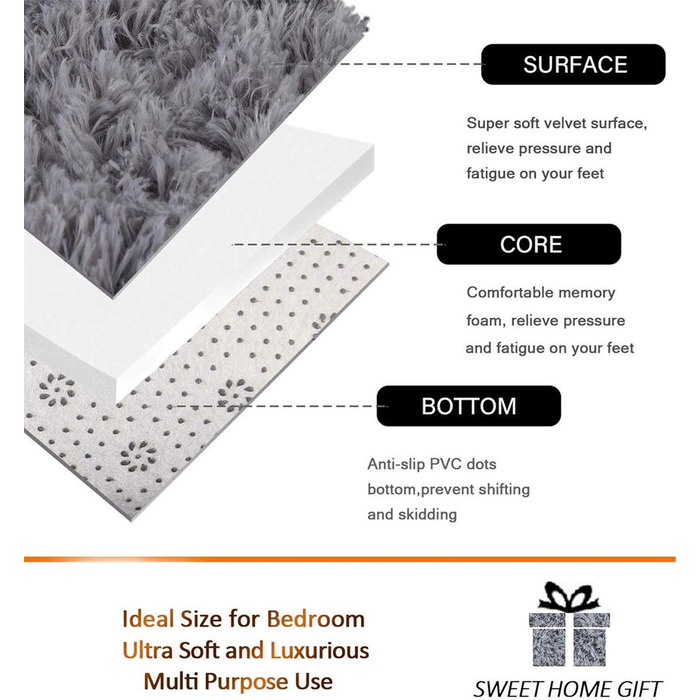 М'який килим Aujelly для спальні, пухнастий, з бахромою, кольоровий батик, 120 x 160 см, темно-сірий