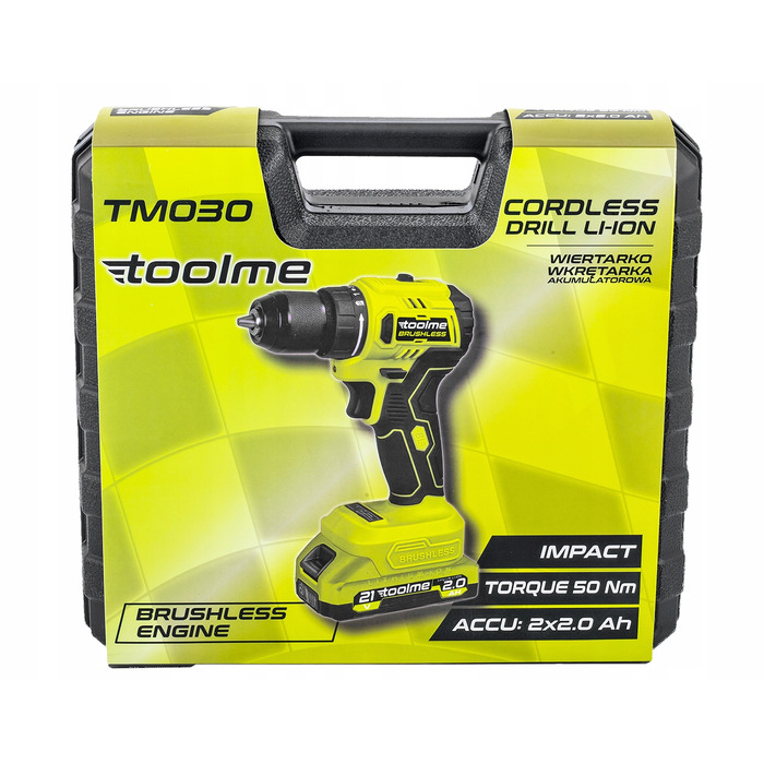 Акумуляторний ударний шурупокрут Toolme 20 В, безщітковий, 2 акумулятори в комплекті