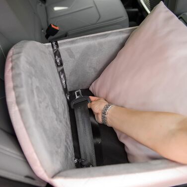 Автоматичне сидіння для собак 2в1 | Універсальний автосидіння для собак та котів | З штучної шкіри та плюшу, 48 x 48 см (Рожевий)