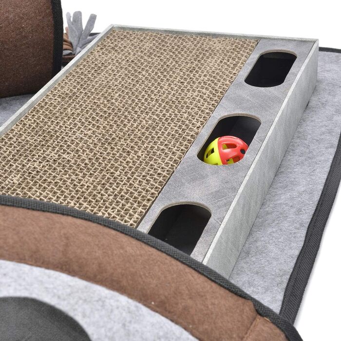 CanadianCat Company | Ultimate Cat Carpet Activity Carpet Calvin Grey/Brown, Intelligence Toy Cat Play Mat, Cat Activity Play Carpet, approx. 90 x 90 x 20 cm