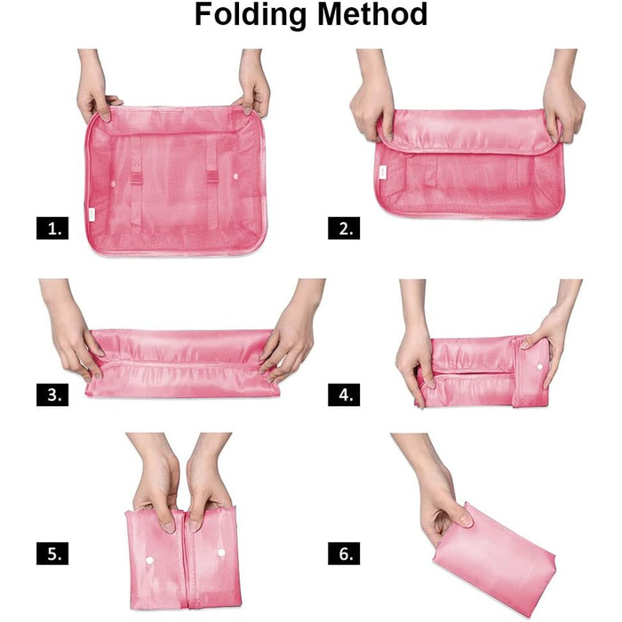 Органайзер для валізи OSDUE, набір 6 шт., Packing Cubes, водонепроникні сумки для одягу, туристичний органайзер для валізи (Рожевий)