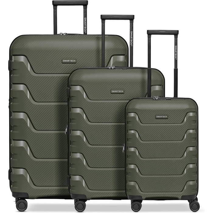 Набір валіз SMARTBOX Hartschalen 3-в-1: розширюваний, з TSA-замком та міцного поліпропілену (Olive Edition 01)