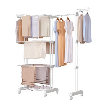 Сушарка для білизни Oak & Tea Turm, 83-200 см, з висувними крилами, XXL, 4 яруси, з колесами, для дому та вулиці, біла