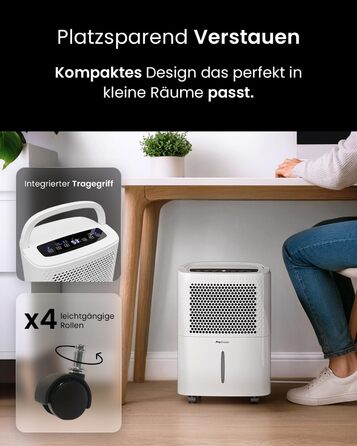 Про Бріз® Eco Kompakt 12L/день - Розумний осушувач повітря з Wi-Fi, LED-дисплеєм, функцією сушіння та автоматичним вимкненням (12л, 20 м²)