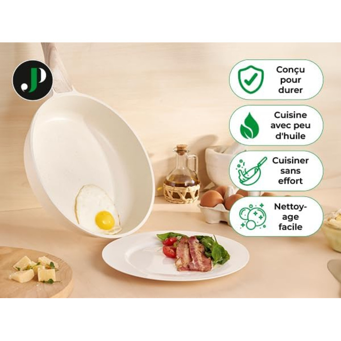 Набір кухонного посуду Just Perfecto 18 предметів з антипригарним покриттям, знімні ручки, для всіх типів плит (індукційні), без PFOA (Бежевий)