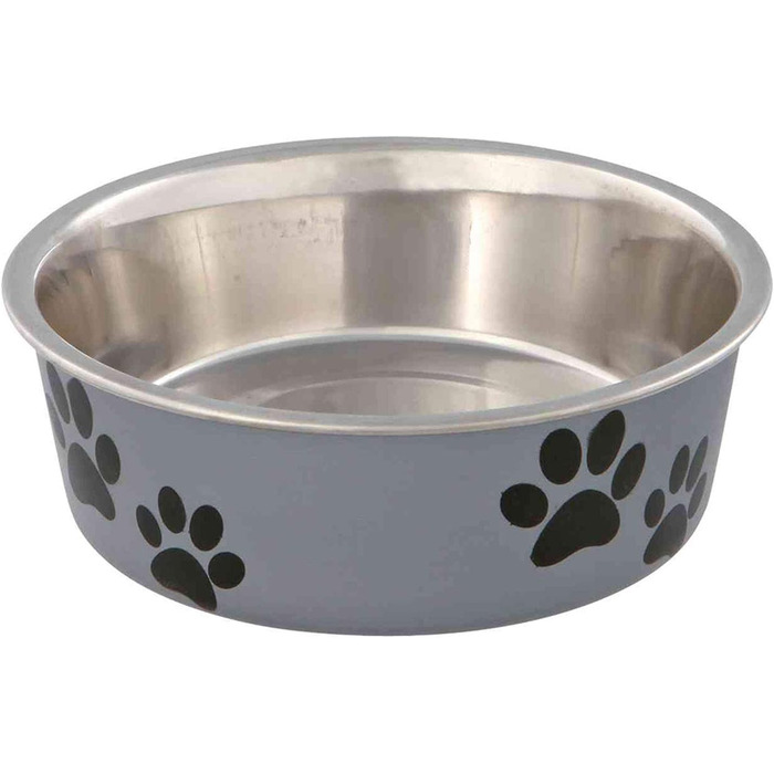 Миска для тварин TRIXIE з нержавіючої сталі з пластиковим покриттям, 2.2 л, діаметр 23 см, висота 8 см, різноманітні кольори, 1 шт.