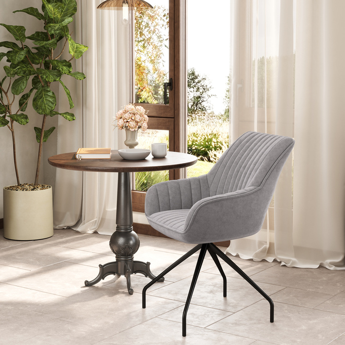 HOMCOM Swivel Lounge Chair with Armrests, Velvet-Look, Swivel Chair with Metal Legs, for Bedroom, Living Room, Dark Grey | Aosom