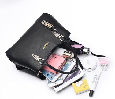 Сумка жіноча BestoU шкіряна чорна велика, сумка на плече та через плече