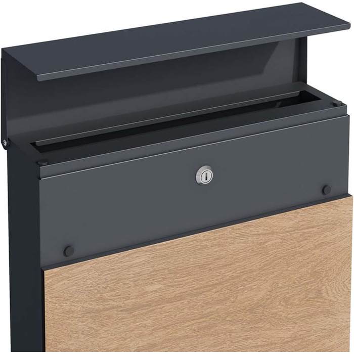 Поштовий ящик настінний SCHARTEC SPB-6 дерев'яний світло-сірий та антрацит з газетницею, сучасний, великий