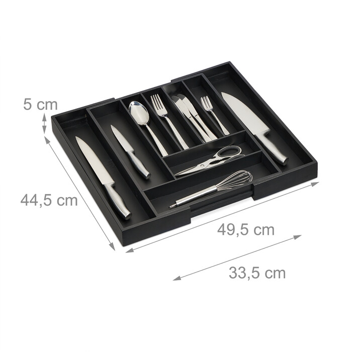 Relaxdays Extendable Bamboo Cutlery Box