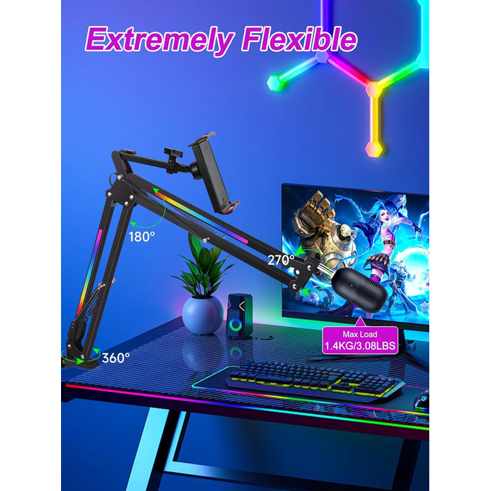 Кріплення для мікрофона YOUSHARES RGB, сумісне з Seiren Mini, V3 Mini/Chroma, Razer Seiren V2 X/Pro, Seiren X