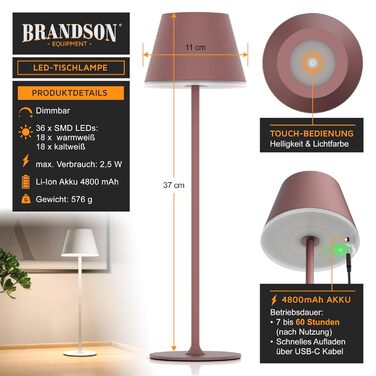 LED настільна лампа CSL з акумулятором - бездротова, сенсорна, диммування, 3 кольори світла, метал, великий акумулятор, для дому та вулиці
