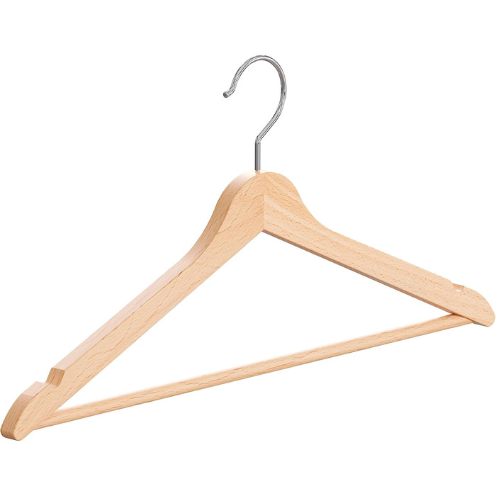 Дерев'яні вішалки для одягу OGIVO – набір з 4 шт. з обертовим гачком та виступами на плечах (натуральне дерево)