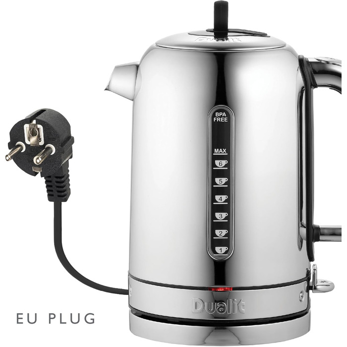 Електричний чайник Dualit Classic з нержавіючої сталі, 1.7л, 3kW, з фільтром для води, чорний