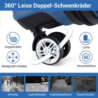 KONO Валіза-Тролей XL (74 см) з ABS+PC, 4 колеса, TSA-замок, для подорожей, бізнесу та сімейного відпочинку, темно-синій