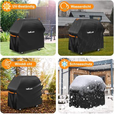 Чохол для гриля Tavaler 140x65x120 см, водонепроникний, оксфорд 420D, захисна накидка для газового гриля Weber, Enders, Char Broil