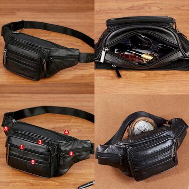 Чоловіча/Жіноча поясна сумка на пояс, водонепроникна, чорна, з регульованим ремінком 120 см, для подорожей, хайкінгу, прогулянок з собакою