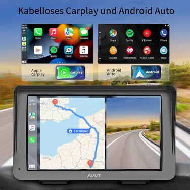 Автомобільний дисплей Alxum CarPlay 7'' IPS із FM-трансмітером, Bluetooth, монітором для авто, камерою заднього виду, підтримкою TF карти, FM і AUX для всіх авто