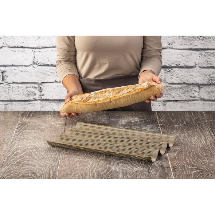 Форма для багетів Zenker 3 шт., антипригарна, до 230°C, золота
