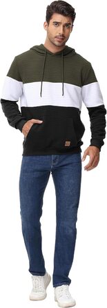 Чоловічий худі YuKaiChen з па́тчворком, джáкард, капюшон, кишені, армійсько-зелений, білий, хакі (4XL)