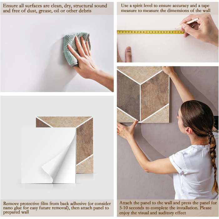 Акустичні панелі JBER для стін самоклеючі, звукопоглинаючі 3D-панелі з мармуровою текстурою для студії, офісу та дому, 30×30×1 см, 12 шт (Гексагон)