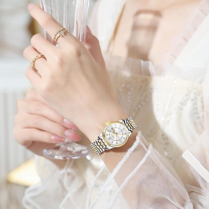 Жіночі годинники з арабськими цифрами, маленьке циферблат, Easy Read, дата, з нержавіючої сталі, водонепроникні, Reloj para Mujer (8102g)