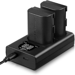 Зарядний пристрій ENEGON LP-E6/LP-E6N 20W з двома акумуляторами (2x3000mAh) для Canon EOS 5D, 6D, 7D, 60D, 70D, 80D, 90D, XC10, XC15. Комплект: 2 акумулятори LP-E6 3000mAh + зарядний пристрій 20W з LCD-дисплеєм