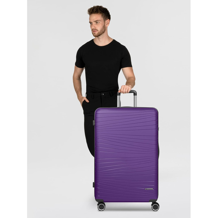 Набір валіз Franky Dallas 3.0 3 шт. | Тріумф, TSA-замок, 4 колеса, фіксуючий ручка | 36/60/92 л (фіолетовий, валіза L 75 см)