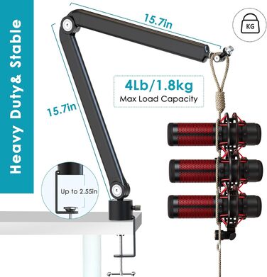 Кріплення для мікрофона YOUSHARES з поп-фільтром - настільний кронштейн для Shure SM7dB та інших мікрофонів