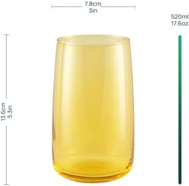 TREND FOR HOME Drinking Glasses Set 490 ml Colorful Colored Glasses Set of 6 Drinking Glasses Large Water Glasses Cocktail Glasses Soft Drink Tumblers | Penelope
