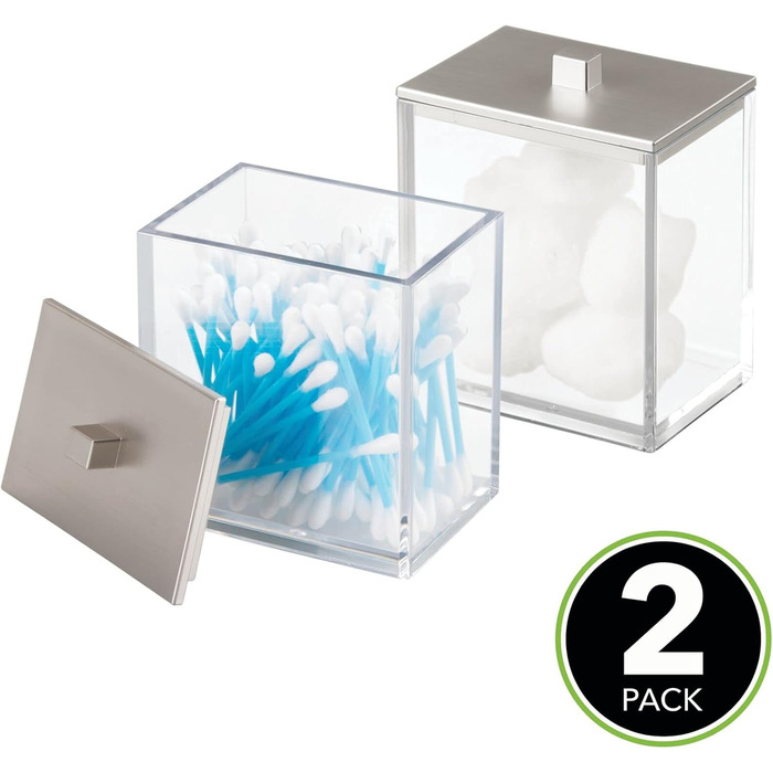 mDesign органайзер для ватних дисків та паличок – набір 2 шт. – прозорий/рожеве золото, пластик