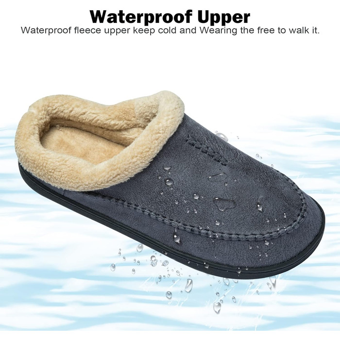 Тапочки чоловічі Miqieer з піною пам'яті, теплі зимові плюшеві домашні тапочки (45/46 EU, 570 Blaugrau)