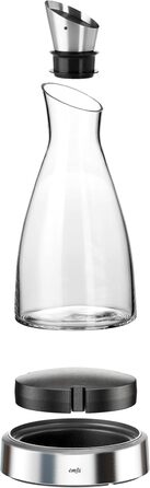 Emsa 505219 Flow Chilling Carafe | Elegant Design | Cooling performance for 4h | Cooling pad | Glass and stainless steel | Transparent | 1 Liter, 14 x 14 x 30 cm