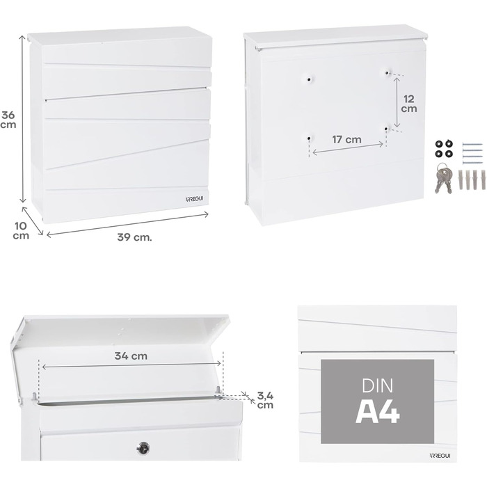 Поштовий ящик ARREGUI Armor E6905 антрацит, сталь, для газет, DIN A4, настінний, з захисним клапаном