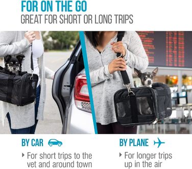 Транспортна переноска для тварин Sherpa Original Deluxe, розмір M (48x30x29 см), чорна, схвалена авіаперевізниками