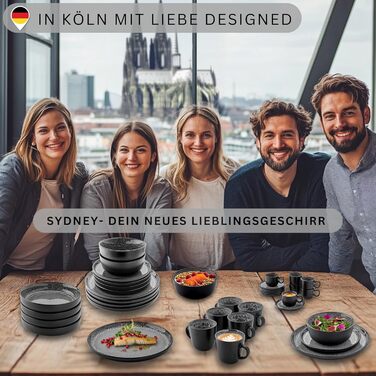 Набір кавових чашок Sänger Sydney (6 шт.) з кераміки, 430 мл, сірий, для кави та чаю, миючі в посудомийній машині, для мікрохвильової печі