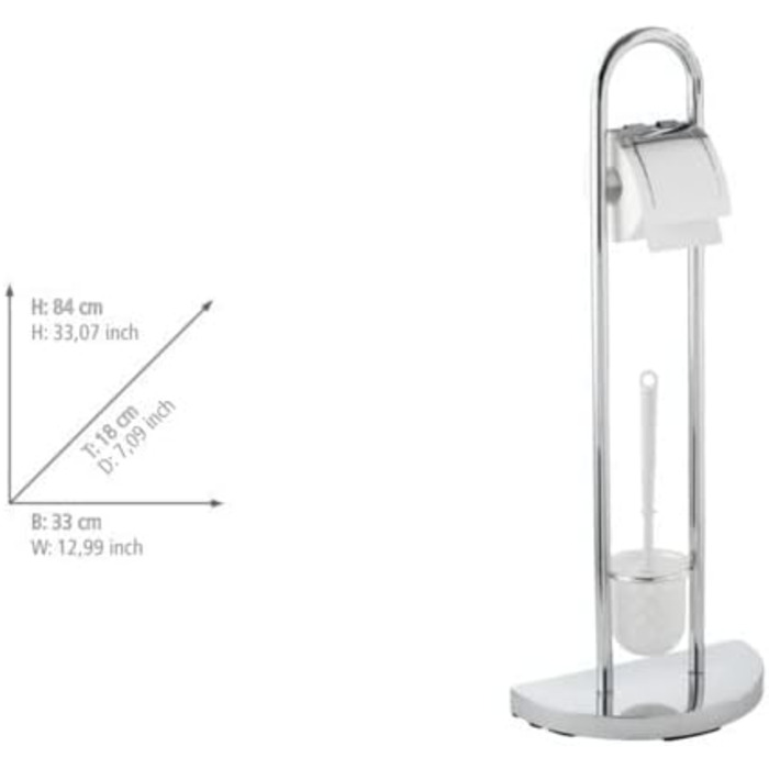 Набір для туалету WENKO Raumwunder: щітка для унітазу та тримач, хромований, економія місця