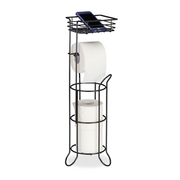 Relaxdays Black Standing Toilet Paper Holder