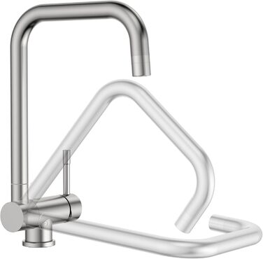 Змішувач кухонний висувний з нержавіючої сталі, 360° поворот, 4 режими, високий вилив, для мийки, ABS-розпилювач, G3/8 з'єднання (тільки для EU)