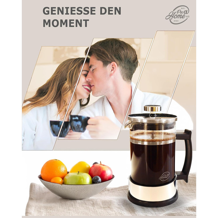 Френч-прес скляний 0,6 л з нержавіючої сталі - набір для приготування кави з запасним фільтром та ложкою - ручна кавомашина для кави та чаю