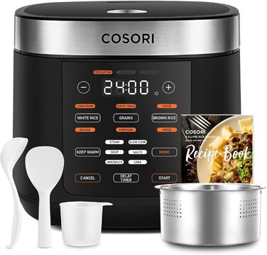 Мультиварка COSORI 5 л з 17 програмами, Fuzzy-Logіка, таймер, чорна