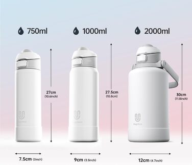 Фляга спортивна Magcheer 750 мл з тримачем для телефону, магнітна, нержавіюча сталь, біла. Ізотермічна пляшка для фітнесу та спорту