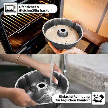 Форма для кексів Onader, нержавіюча сталь з антипригарним покриттям, 25,5 см, кругла форма для випічки кексів, хліба, здобної випічки, легко миється (сірий)